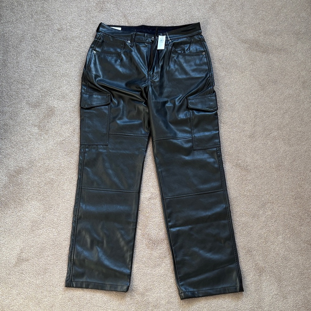 NWT  GAP Faux leather Wide Leg Cargo Pants